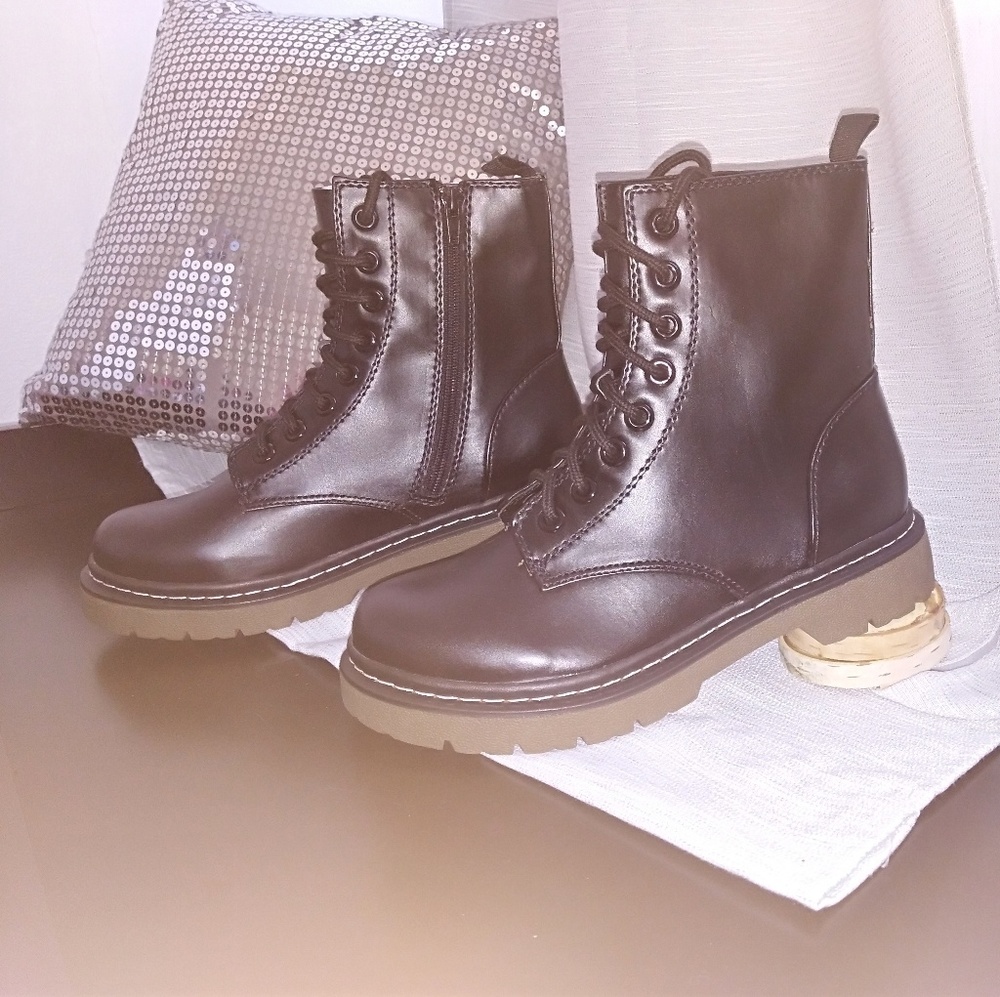 NEW Black Combat Boots Size 8